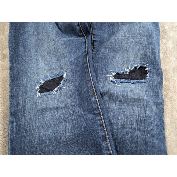 CAbi Slim Boyfriend Jeans Womens 4 Distressed Patch Stretch Blue Denim Casual - Picture 10 of 12